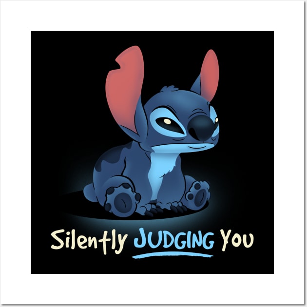 Stitch Silently Judging You Wall Art by Digital Magician